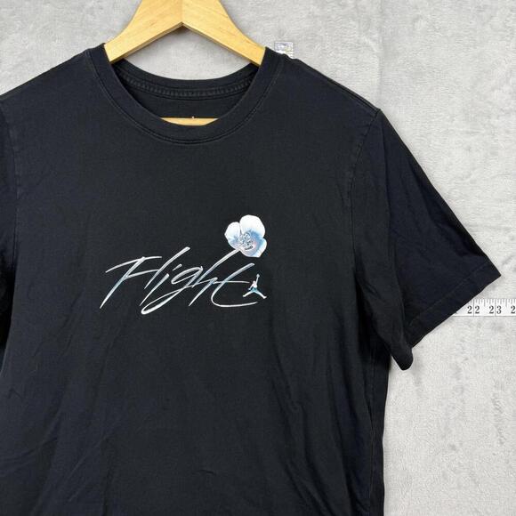 Jordan Flight Black Tee Chrome Jumpman Graphic Flower Logo Men Size M Y2K Street - Picture 4 of 8